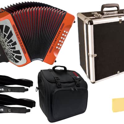 Hohner Compadre FBbEb 3-Row Diatonic Accordion - Orange w/ Hard Case image 1