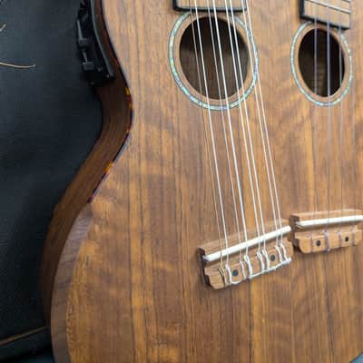 Ortega Hydra Double Neck Tenor Electric Ukulele - Natural Ovangkol w/Gigbag image 5