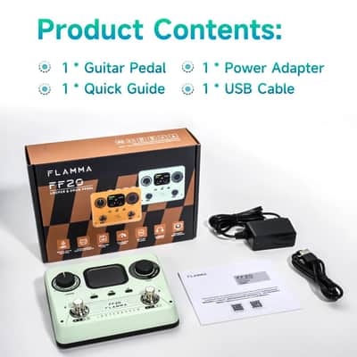 FLAMMA FF20 Looper Pedal Drum Machine, Drum Looper Guitar Pedal with Screen, 300 Min Recording, 220 Drum Grooves, 100 Loop Slots, Time Stretch, Auto Record, USB & Headphone Out, for Guitar and Bass Green image 7