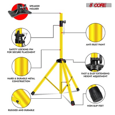 5 Core Speaker Stand Height Adjustable 72" Heavy Duty PA DJ Tripod Studio Monitor Stands image 7