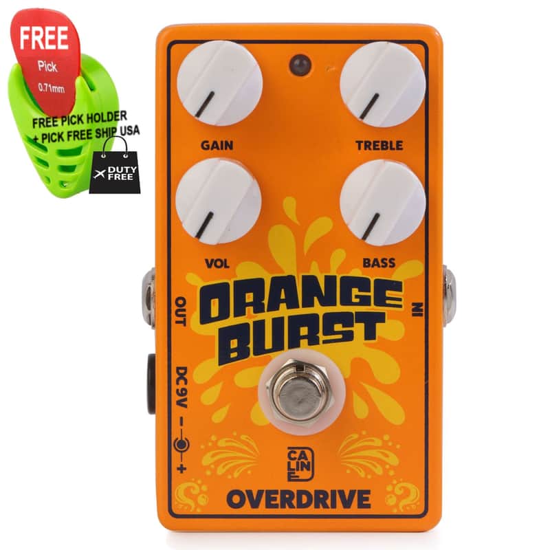 Caline CP-516 Orange Burst Overdrive Pedal True bypass, FREE PICK + HOLDER+ FREE SHIP USA image 1