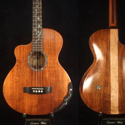 Handcrafted Left-handed 4 String Tenor Guitar, Solid Hawaiian Koa, Acacia ARCH-BACK Cutaway , Vine Inlay, Soft-bag, Bruce Wei TG-2055 image 1
