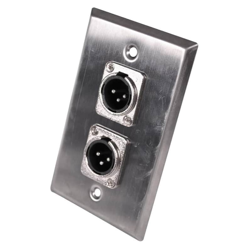 Stainless Steel Wall Plate Dual Xlr Male Connectors For Cable Installation