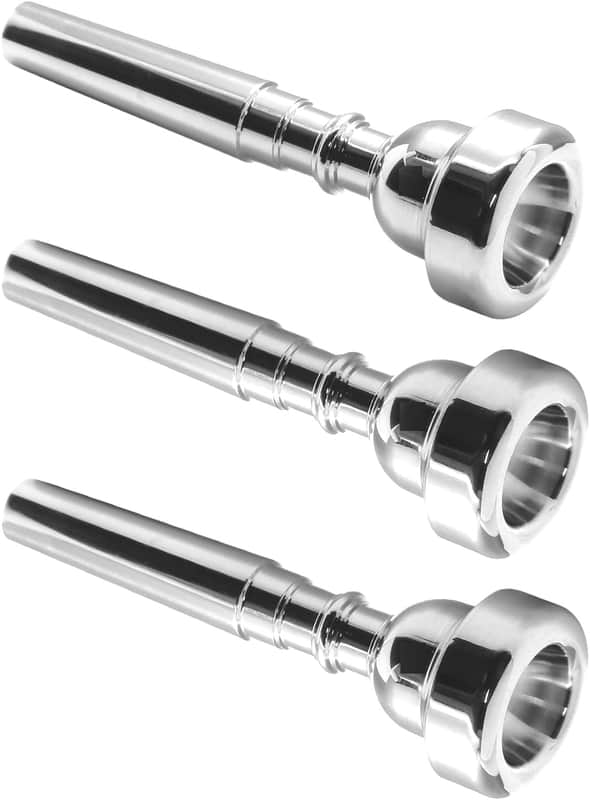 Trumpet Mouthpiece 7C 5C 3C, 3 Pcs Brass Material Silver Plated Trumpet Mouthpiece Set for Professional Players, Beginner image 1