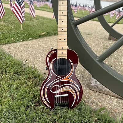G-Sharp OF-1 Travel Guitar, Three Tone Sunburst (g# tuning, comes w/ gig bag) image 4