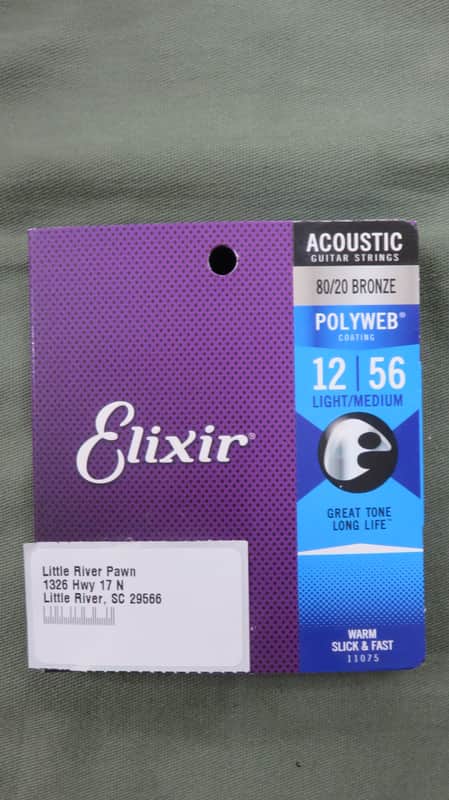 Elixir 11075 Polyweb 80/20 Bronze Acoustic Guitar Strings  - Light/Medium (12-56) image 1