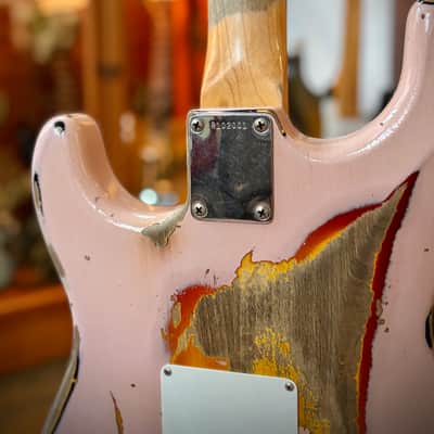 Fender Custom Shop 1961 Strat Heavy Relic Shell Pink Over 3 Tone Sunburst RW Master Builder Designed by Dale Wilson #R102001 image 3