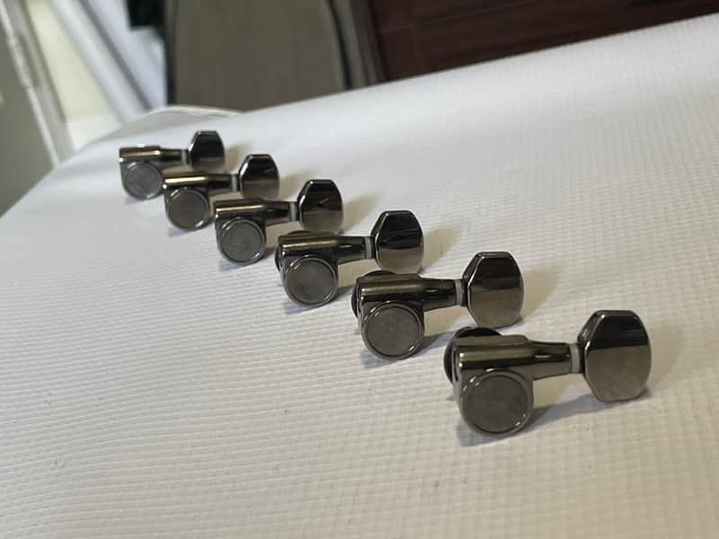 1990's Korean Era Ibanez S & RG Series Cosmo Black Tuning Pegs Tuners 6 In LIne image 1