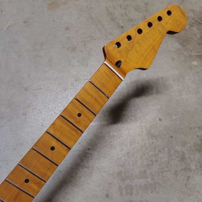 Flame Roasted Maple Strat Neck fits fender Stratocaster body 22 frets Modern image 1