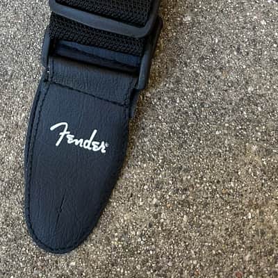 Fender 2" Black Poly Strap with White Logo 2016 - White image 3