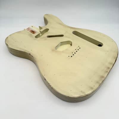 MJT Telecaster Body Relic Alder Nitro Vintage White Light mjt6662 image 3