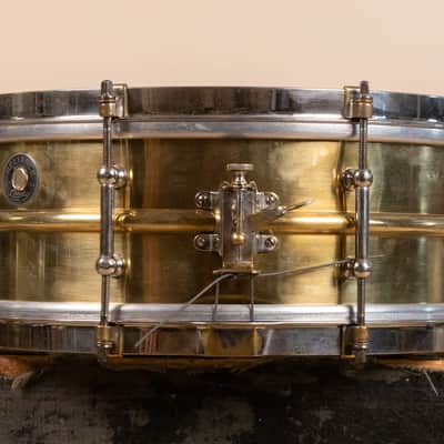 1930s Leedy 5x14 Polished Brass Reliance Snare Drum image 2