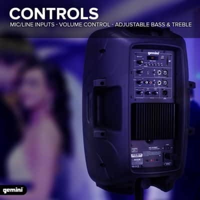 Gemini Sound AS-2115BT Active 15 Inch Woofer 2000 Watt DJ Monitor Powered Amplified PA Speakers System with Bluetooth, Wireless Stereo Pairing, Onboard 2 Channel Mixer Handles and Portable Fly Points image 3