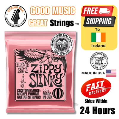 Ernie Ball Zippy Slinky Electric Guitar Strings 7-36 + 2 FREE Strap Locks 2025 image 1