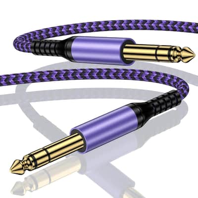 1/4 Inch TRS Instrument Cable 20FT 6.35mm Guitar Bass AMP Cord 6.35mm 1/4 TRS Balanced Stereo Audio Male to Male Cable for Electric Guitar, Bass, Keyboard, Mixer, Amplifier, Speaker image 1