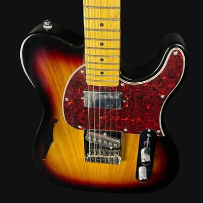 G&L Tribute ASAT Classic Bluesboy Semi Hollow Electric Guitar in 3 Tone Sunburst Maple Fingerboard image 3