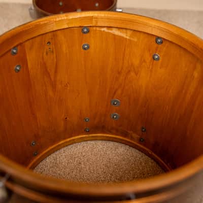 1970s Tempro Tiger Eye's Pearl Drum Set 14x20 8x12 and 16x16 image 21