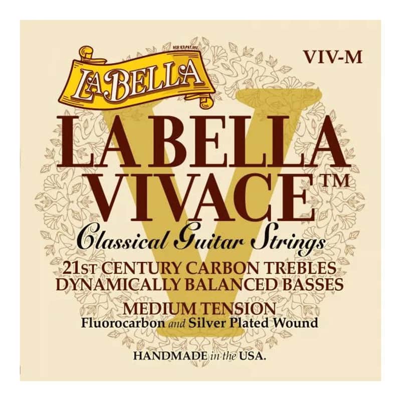 La Bella VIV-M La Bella Vivace Fluorocarbon Classical Guitar Strings – Medium Tension image 1