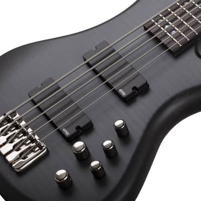 Schecter Stiletto Studio-5 Electric Bass. See-Thru Black Satin (STBLS) image 11