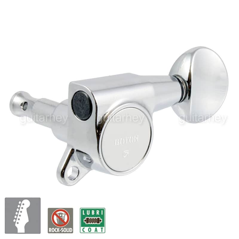 NEW Gotoh SG381-05 Sealed 6 in Line Mini Guitar Tuners Keys Set 16:1 - Right Handed - CHROME image 1
