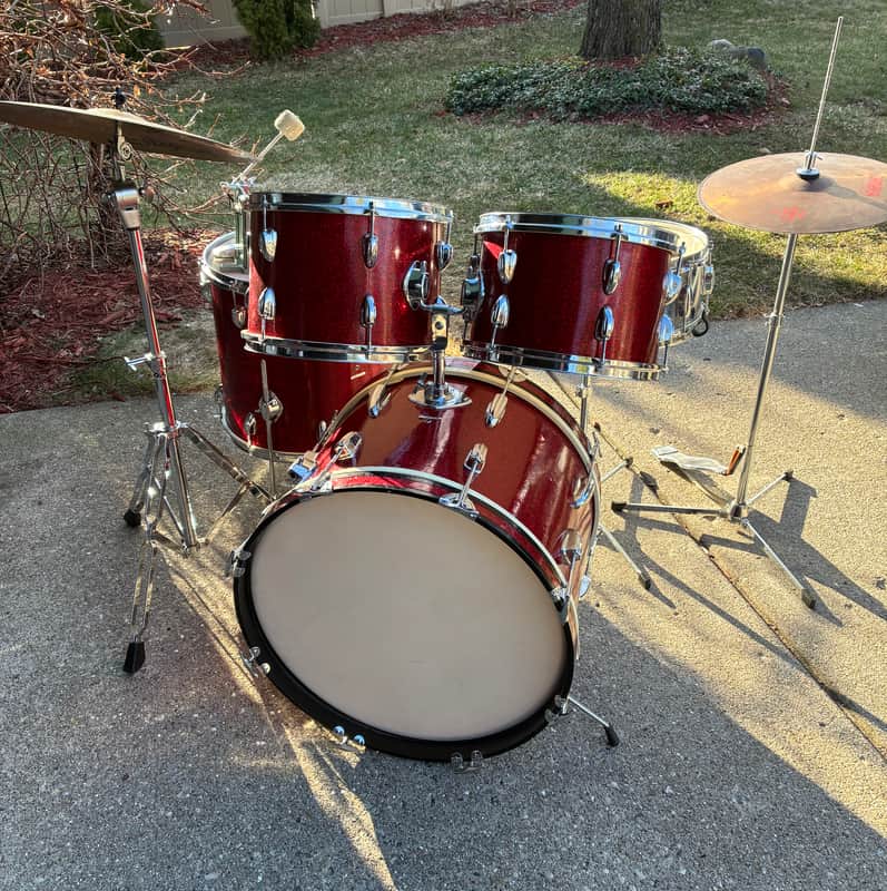 Pearl Vintage 5PC Drum Set 60’s - Red Sparkle image 1