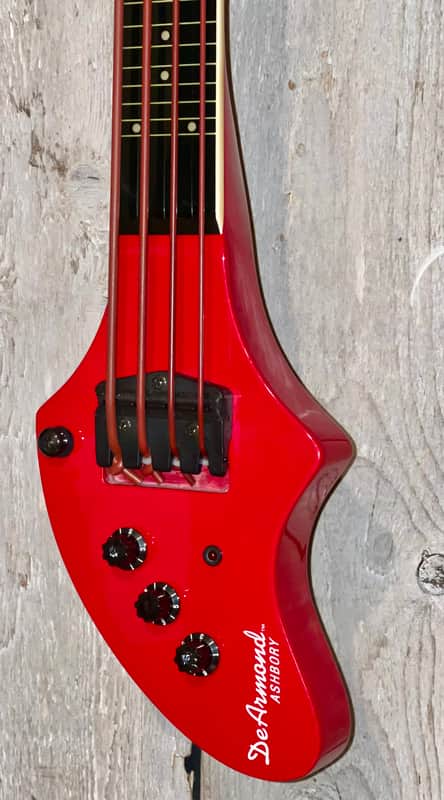 Excellent DeArmond / Fender Ashbory Bass Red 4 String Bass, Original Case , Korea ! image 1