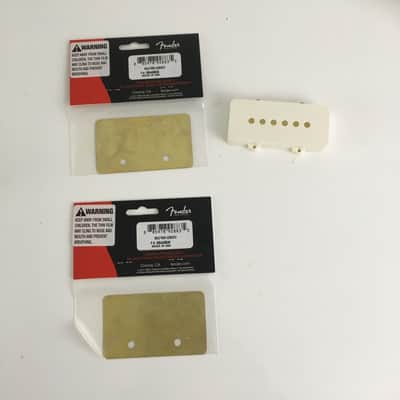 2 Made in USA Genuine Fender Jazzmaster Metal Pickup Shields + Parchment JM Cover image 1