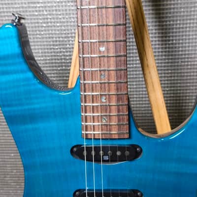 Signed Ibanez MM1-TAB Martin Miller Signature with Roasted Maple Neck 2010s - Transparent Aqua Blue Signed by Martin Miller imagen 8
