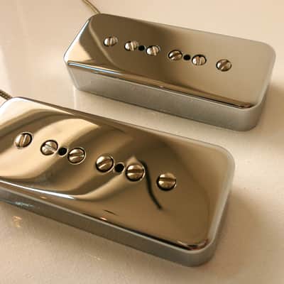 SOAP BAR P90 Pickups SET METAL CHROME PLATED Nickel Silver Cover Vintage  Gibson Epiphone Custom Shop Q image 11