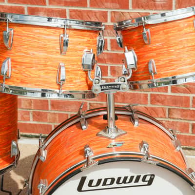 Vintage 70's Ludwig Mod Orange Hollywood Kit, 3ply Shells, B/O Badge image 2