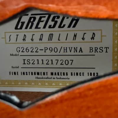 Gretsch G2622-P90 Streamliner Center Block Double Cutaway with V-Stoptail Havana Burst w Hardshell Gator Case image 14