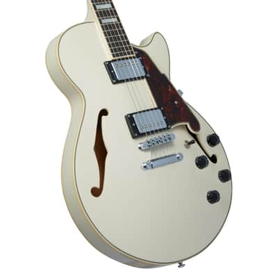 D'Angelico Guitars Premier SS Single-Cutaway Semi-Hollow Body Electric Guitar with Stopbar Tailpiece, Ovangkol Fingerboard, Champagne image 10