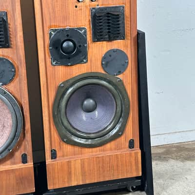 Mid Century Modern Speakers KLH Set 355 The Baron Tower Walnut Glass image 4