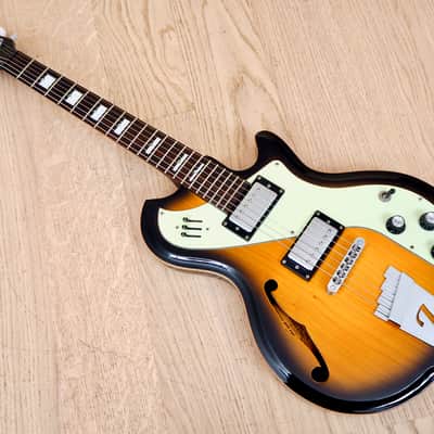 Italia Mondial Deluxe Sunburst Electric Guitar Semi Hollow w/ Piezo image 13
