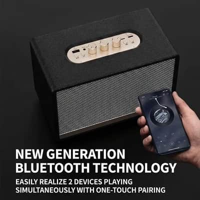 Heavy Bass Retro Bluetooth Speaker – Vintage Hi-Fi Style Wireless Sound Box with AUX, TF Card & Bass/Treble Controls image 3