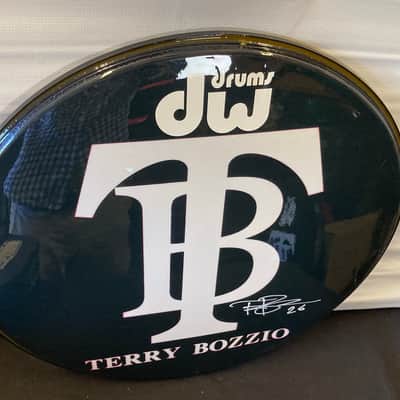Terry Bozzio's DW - 22" Custom Logo Bass Drum Head, Autographed! - Black image 7