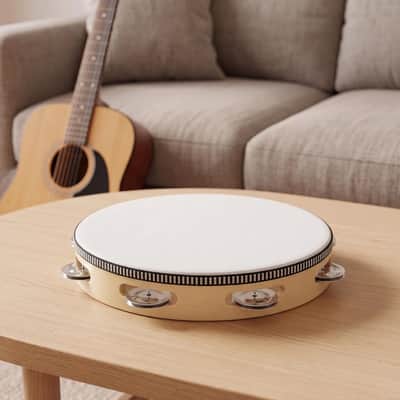 10-Inch Tambourine for Adults – Handheld Drum with Metal Jingles, Birch Wood Frame image 3