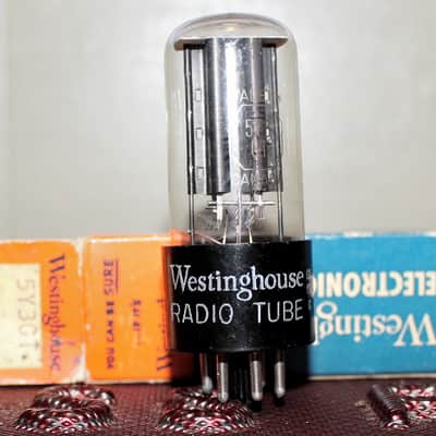 MARCONI 5Y3GT VT-197 BLACK PLATE O GETTER NOS+ NIB VINTAGE 1960'S FOR WESTINGHOUSE image 1