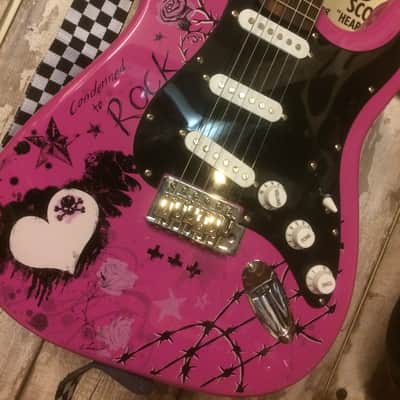 Jaxville ST1PPPK Pink Stratocaster Style Guitar SSS Set-up image 3