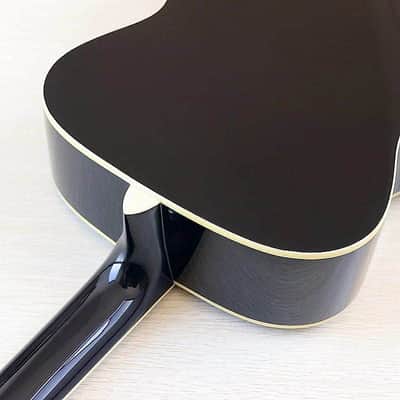 Black Electric Acoustic Resonator Guitar, Laminated Sapele Wood Body, Mahogany Neck image 4