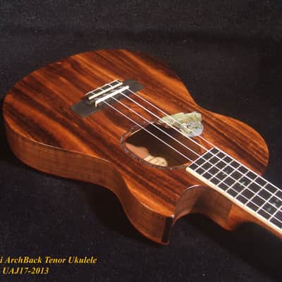 Handmade Cutaway Tenor Ukulele, Solid Acacia, Archback, Dog Inlay, Soft-bag, Bruce Wei UAJ17-2013 image 2