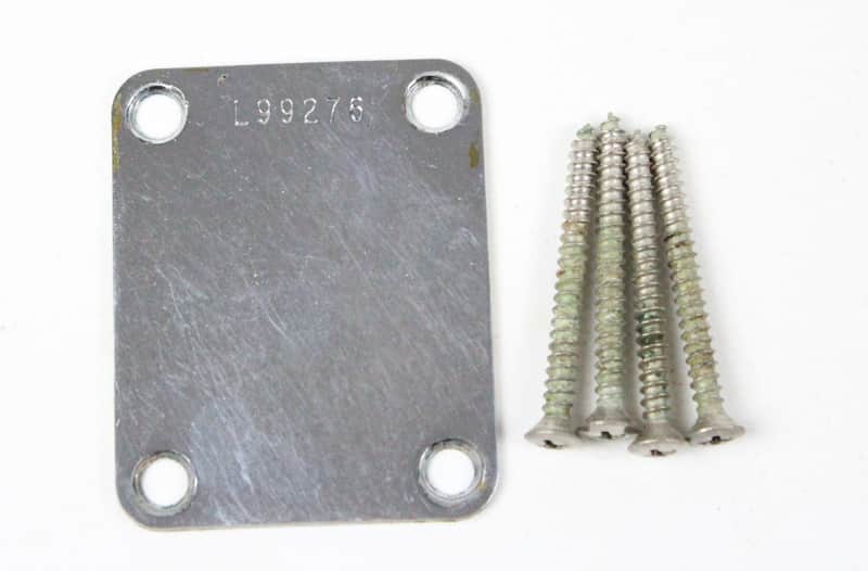 1965 Vintage Fender Precision Bass/Jazz/Telecaster Bass NECKPLATE w/Original Screws L-Series 4-Bolt USA 1960s 1970s Pre-CBS image 1