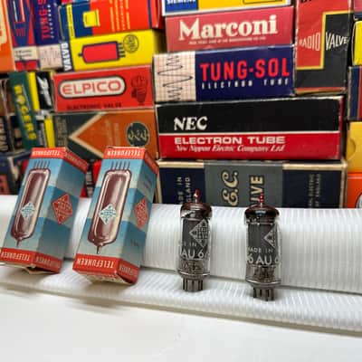 2 RareVintage SameCode 6AU6 EF94 Telefunken <> DiamondGermany /RedTip Special Editions Low Noise /1955 TopToneYear /Grail Mic Tube SonyC800G image 1