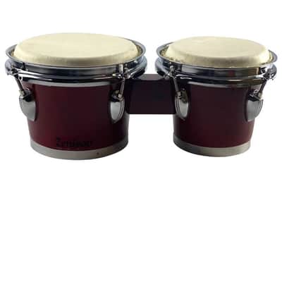 Zension 7" and 8" BONGO DRUMS - Latin Percussion Bongos Set Cowhide Tuning Key RED Wood image 4