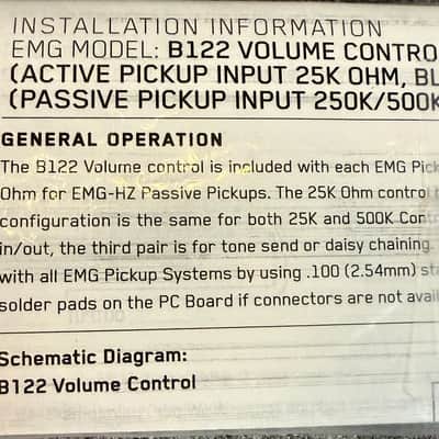 EMG B122 Volume Control 25k Potentiometer image 2