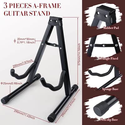 Guitar Stand Guitar Folding A Frame Stand Guitar Floor Stand Portable Guitar Holder Stand with Non Slip Rubber and Soft Foam Arms for Acoustic Electric Guitars Bass Ukulele Violin Banjo image 2