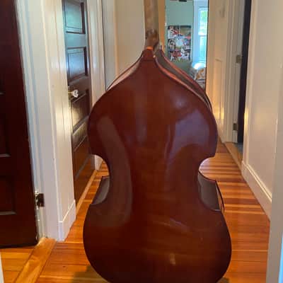 samuel shen SB100 3/4 upright bass with pickup and gig bag image 4