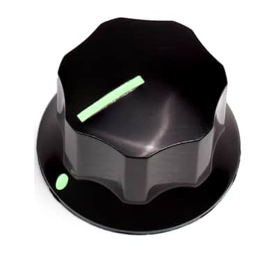 Tesi Wolfgang or MXR Guitar Knob with Brass Insert and Set Screw Black with Glow in the Dark Pointer