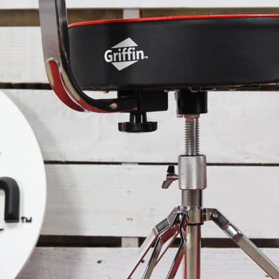 GRIFFIN Drum Throne with Backrest Support (Swivel ProROCK Series) – Saddle Seat Biker-Style Padded Percussion Chair, Height Adjustable for Drummers & Musicians image 13