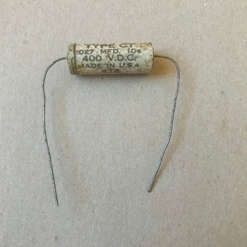 1966 Pyramid .027 uF 400V Ceramic Shell Mylar White